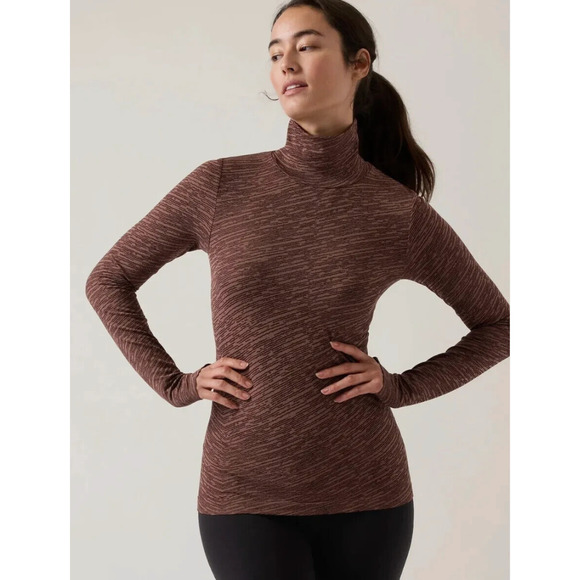 Athleta Flurry Seamless Turtleneck-Noble Rustic Beige- Size XS-NWT - Picture 1 of 4
